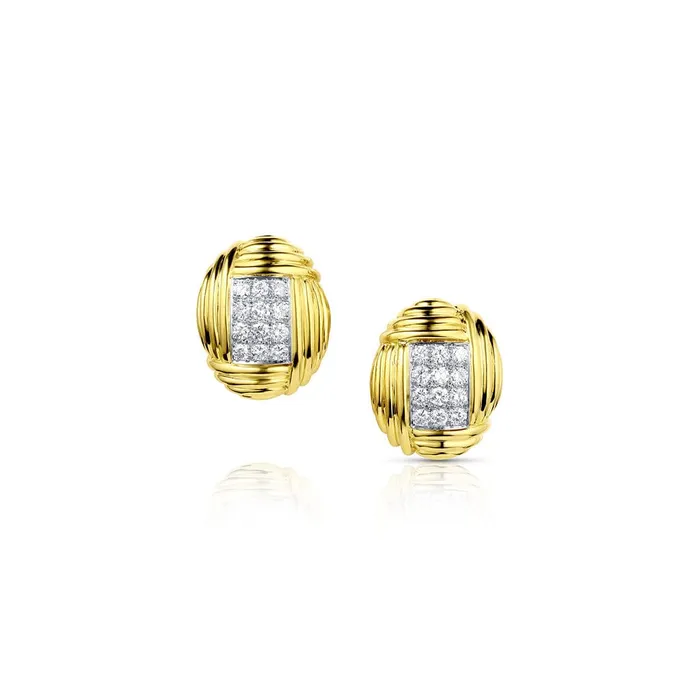 Estate David Webb 18kt Yellow Gold and Diamond Clip Earrings CJ Charles Jewelers Earrings Estate David Webb 18kt Yellow Gold and Diamond Clip Earrings CJ Charles Jewelers Earrings