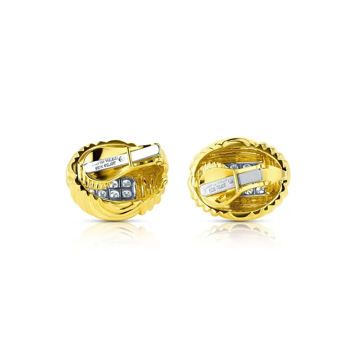 Estate David Webb 18kt Yellow Gold and Diamond Clip Earrings CJ Charles Jewelers Earrings Estate David Webb 18kt Yellow Gold and Diamond Clip Earrings CJ Charles Jewelers Earrings