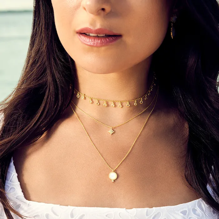 Freida Rothman Necklaces Freida Rothman Signature Bezel Drop Choker Necklace