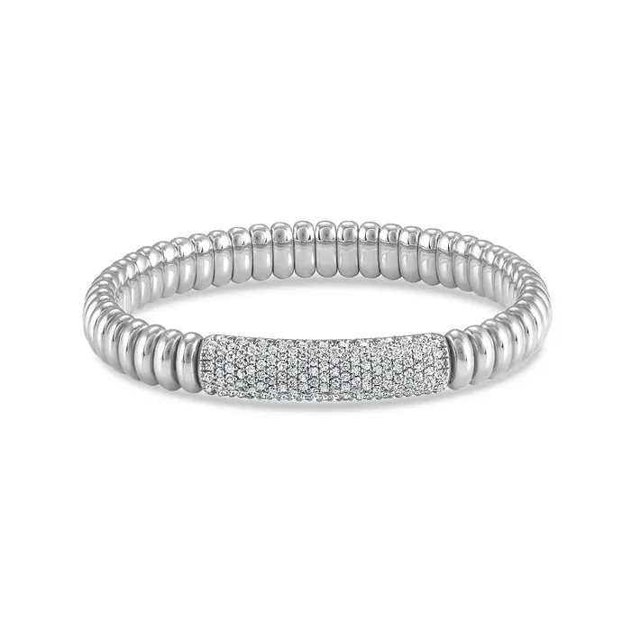Hulchi Belluni Bracelets Hulchi Belluni 18K White Gold Wide Diamond Tresore Stretch Bracelet Hulchi Belluni Bracelets Hulchi Belluni 18K White Gold Wide Diamond Tresore Stretch Bracelet