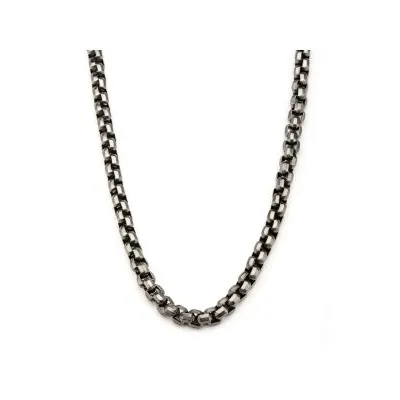 Inox 83mm Steel Gun Metal IP Round Box Chain Necklace 24 inch Inox Necklaces