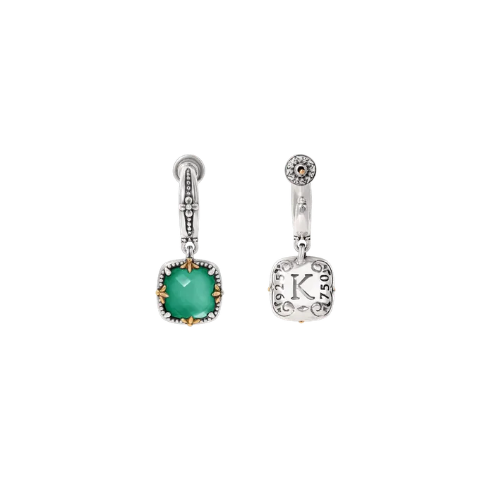 Konstantino Earrings Konstantino Sterling Silver and 18K Yellow Gold Cushion Green Agate Doublet Dangle Earrings Konstantino Earrings Konstantino Sterling Silver and 18K Yellow Gold Cushion Green Agate Doublet Dangle Earrings