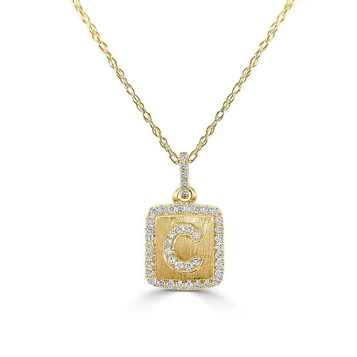 Meierotto Jewelers Necklaces 14K Yellow Gold Square Diamond Initial C Pendant Necklace Meierotto Jewelers Necklaces 14K Yellow Gold Square Diamond Initial C Pendant Necklace