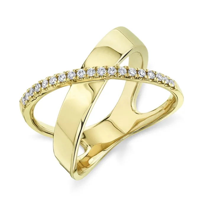 Meierotto Jewelers Rings 14K Yellow Gold Diamond Bridge Crossover Ring