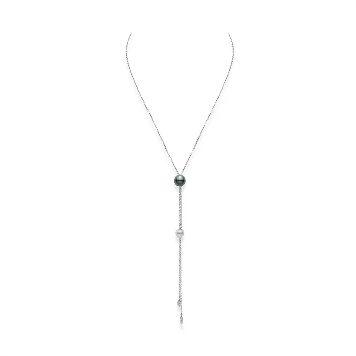 Mikimoto 18K White Gold Cultured Pearl and Diamond Necklace Mikimoto Necklaces Mikimoto 18K White Gold Cultured Pearl and Diamond Necklace Mikimoto Necklaces