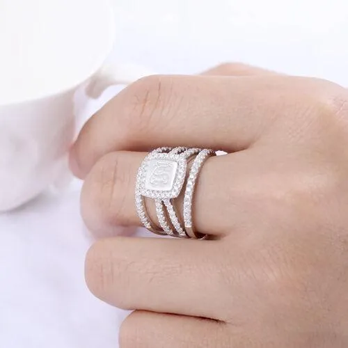 Monogram Sterling Silver CZ Ring Personalized CZs 3 Piece stacked Monogrammed Ring Custom Engraved Stacking Ring Belbren Rings
