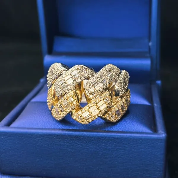 Natural Round Brilliant Diamond Pave Link Ring Set in 14K Two Tone Gold 218ct tw Diamond Source NYC Rings Natural Round Brilliant Diamond Pave Link Ring Set in 14K Two Tone Gold 218ct tw Diamond Source NYC Rings