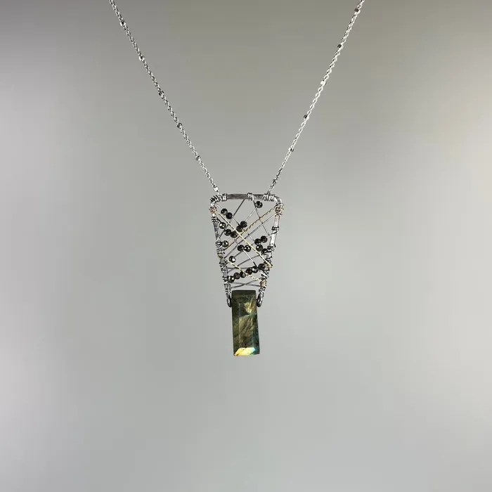 Necklaces Art By Any Means Green Labradorite Lattice Necklace