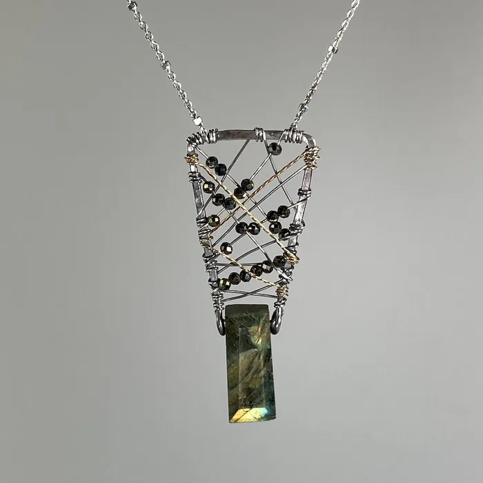 Necklaces Art By Any Means Green Labradorite Lattice Necklace