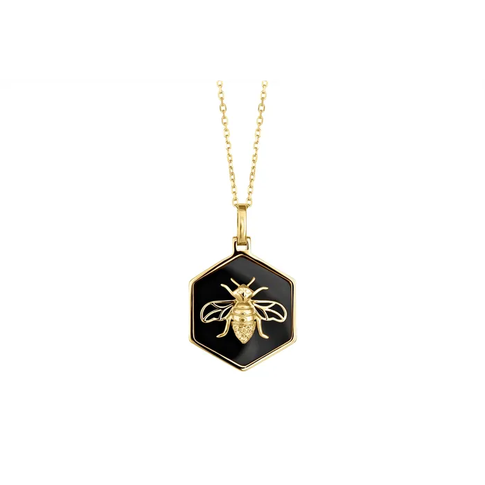 Necklaces Frederic Sage Frederic Sage 14K Yellow Gold Hexagon Black Onyx Diamond Bumblebee Pendant Necklace Necklaces Frederic Sage Frederic Sage 14K Yellow Gold Hexagon Black Onyx Diamond Bumblebee Pendant Necklace