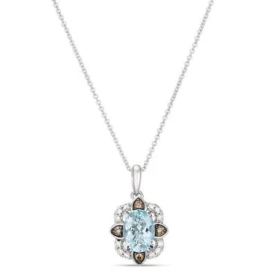 Necklaces Le Vian 14K Vanilla Gold Oval Sea Blue Aquamarine Pendant Necklace with Vanilla and Coloate Diamond Halo Le Vian Necklaces Le Vian 14K Vanilla Gold Oval Sea Blue Aquamarine Pendant Necklace with Vanilla and Coloate Diamond Halo Le Vian