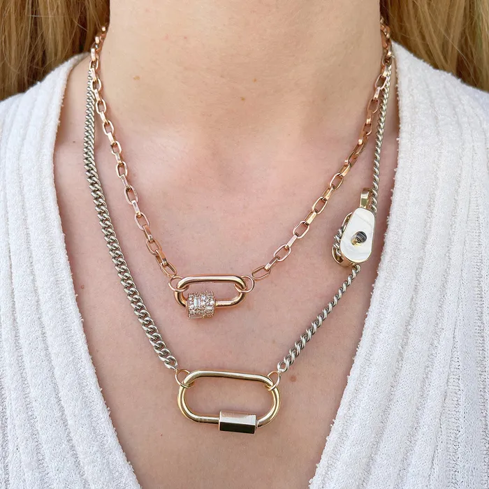 Necklaces Marla Aaron Silver Heavy Curb Chain Necklace Marla Aaron