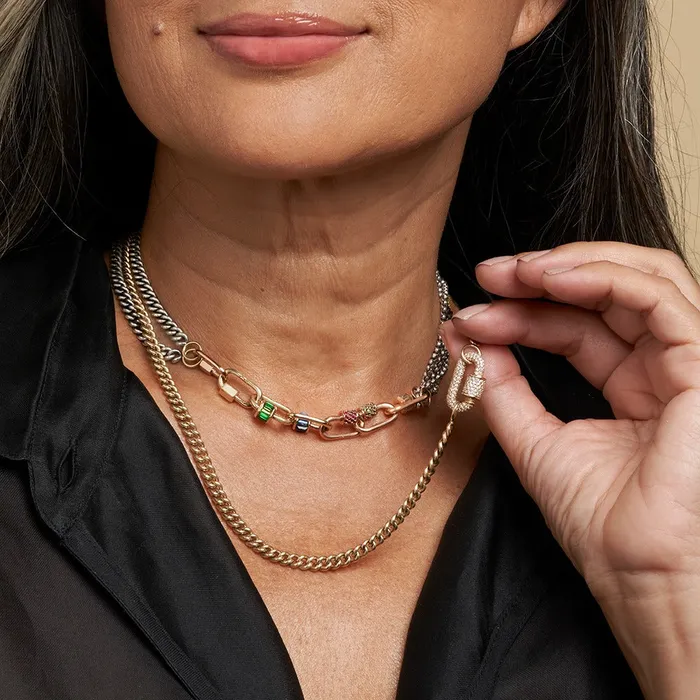 Necklaces Marla Aaron Silver Heavy Curb Chain Necklace Marla Aaron
