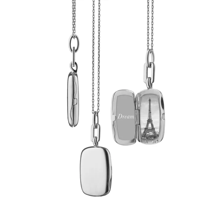 Necklaces Monica Rich Kosann Monica Rich Kosann Sterling Silver Slim Rectangle Dee Locket Necklace
