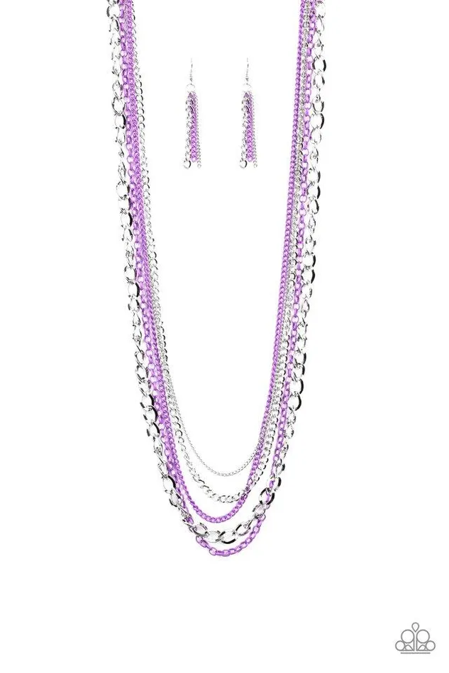 Necklaces Paparazzi Jewelry Paparazzi Necklace Industrial Vibrance Purple