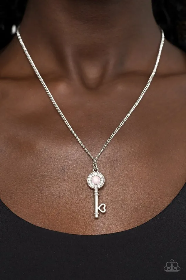 Necklaces Paparazzi Jewelry Paparazzi Necklace Prized Key Player Pink