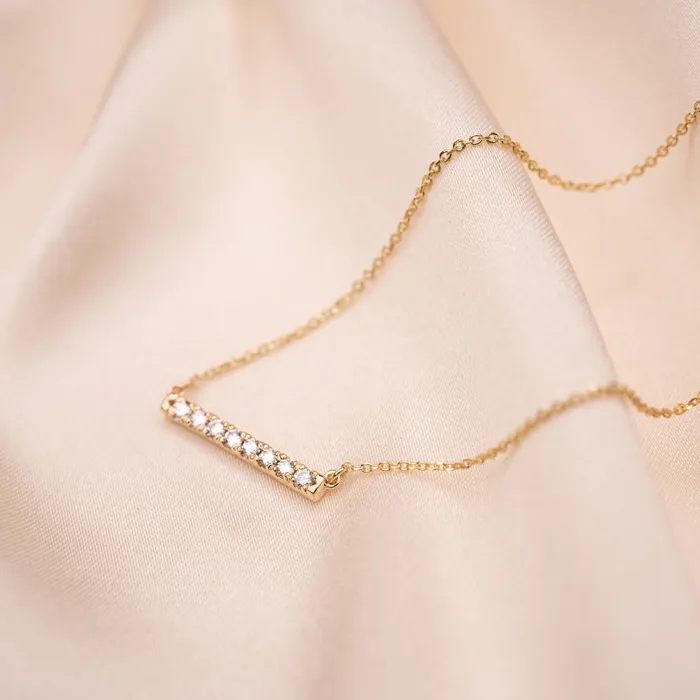 Necklaces RG 14k Diamond Bar Necklace