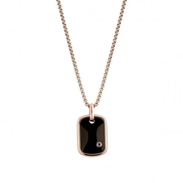 Nomination Necklaces Nomination Mens Steel Rose PVD Dog Tag Necklace