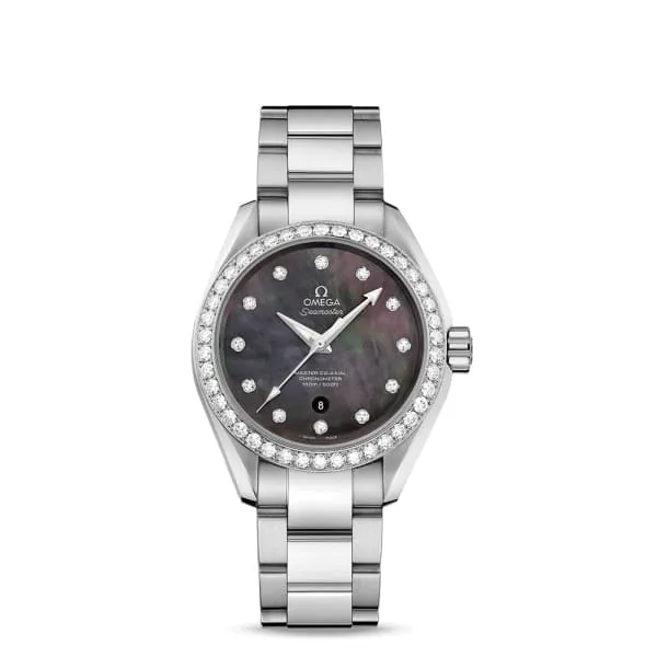 Omega Bracelets Omega Seamaster 34mm Watch Ref 23115342057001 Tahiti Mother of Pearl Diamond Index Dial Diamond Bezel Stainless Steel Bracelet Omega Bracelets Omega Seamaster 34mm Watch Ref 23115342057001 Tahiti Mother of Pearl Diamond Index Dial Diamond Bezel Stainless Steel Bracelet