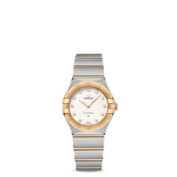 Omega Constellation 28mm Watch Ref 13120286052002 Silver Diamond Index Dial 18K Yellow Gold Bezel Two Tone Stainless Steel 18K Yellow Gold Bracelet Omega Bracelets Omega Constellation 28mm Watch Ref 13120286052002 Silver Diamond Index Dial 18K Yellow Gold Bezel Two Tone Stainless Steel 18K Yellow Gold Bracelet Omega Bracelets