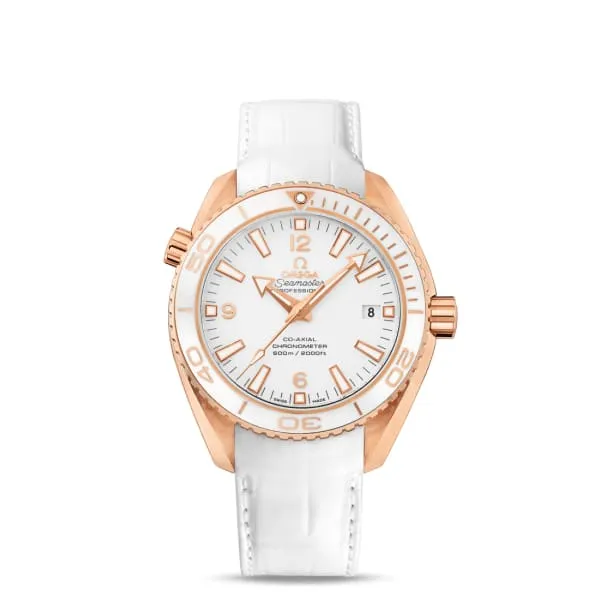 Omega Seamaster 42mm Watch Ref 23263422104001 White Index Dial in 18K Rose Gold Case White Leather Strap Omega Watches Omega Seamaster 42mm Watch Ref 23263422104001 White Index Dial in 18K Rose Gold Case White Leather Strap Omega Watches