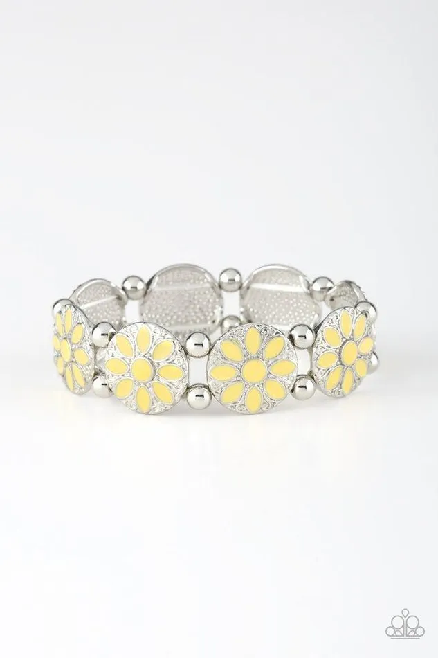 Paparazzi Bracelet Dancing Dahlias Yellow Paparazzi Jewelry Bracelets