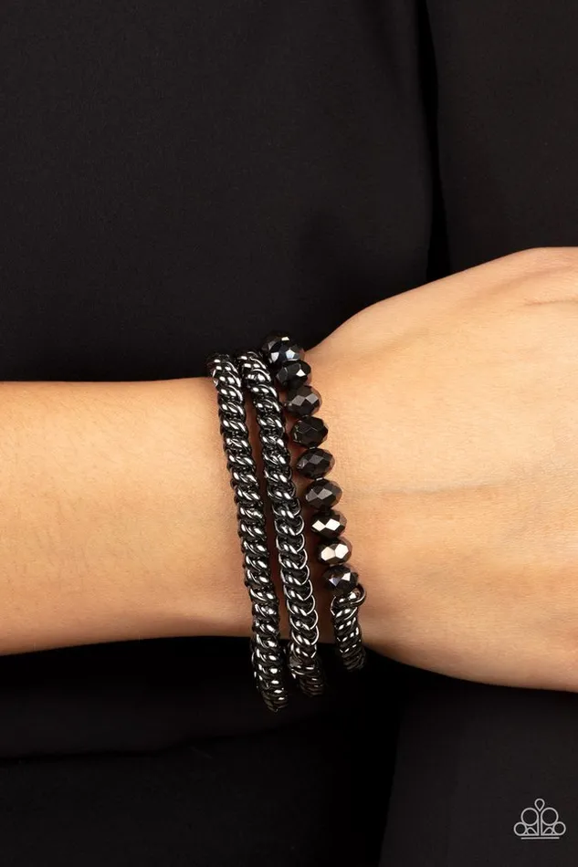 Paparazzi Bracelet Gutsy and Glitzy Black Paparazzi Jewelry Bracelets