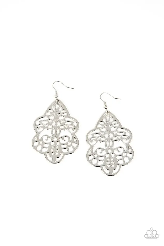 Paparazzi Earring Festive Foliage Silver Paparazzi Jewelry Earrings