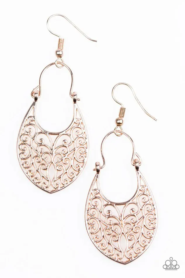 Paparazzi Earring Gleam Queen Rose Gold Paparazzi Jewelry Earrings