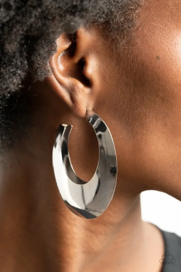 Paparazzi Earring Going OVALboard Silver Paparazzi Jewelry Earrings