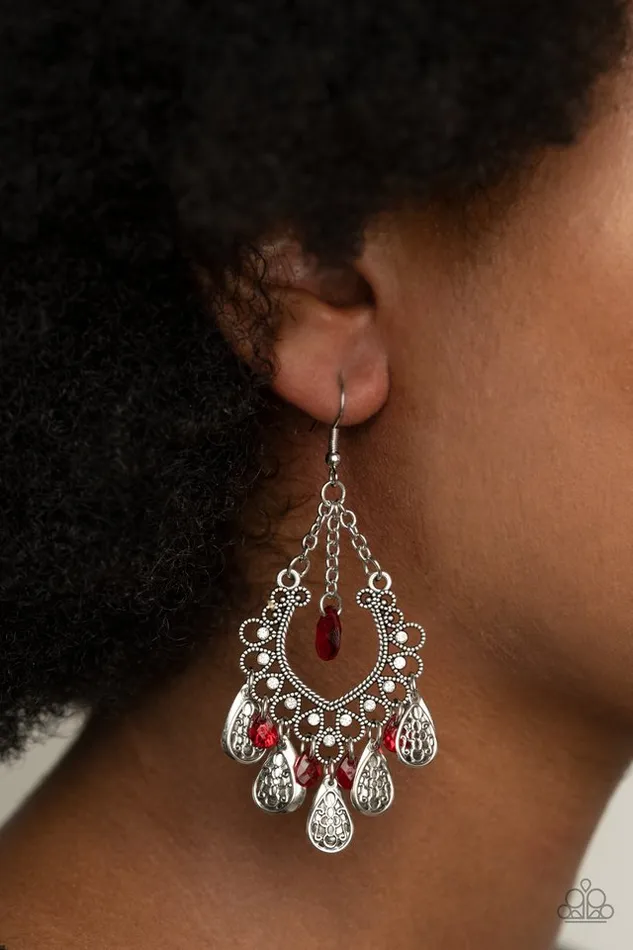 Paparazzi Earring Musical Gardens Red Paparazzi Jewelry Earrings