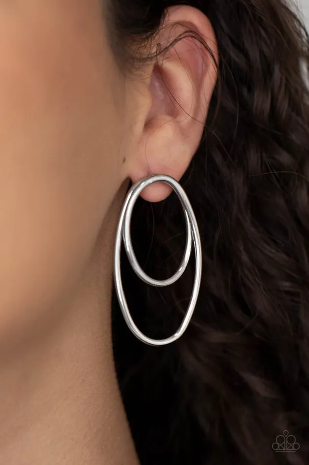 Paparazzi Earring So OVALDramatic Silver Paparazzi Jewelry Earrings