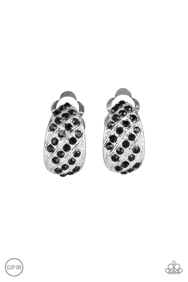 Paparazzi Earring Sparkling Shells Black Paparazzi Jewelry Earrings