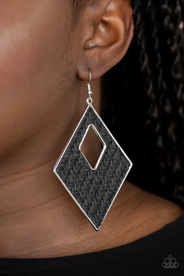 Paparazzi Earring Woven Wanderer Black Paparazzi Jewelry Earrings