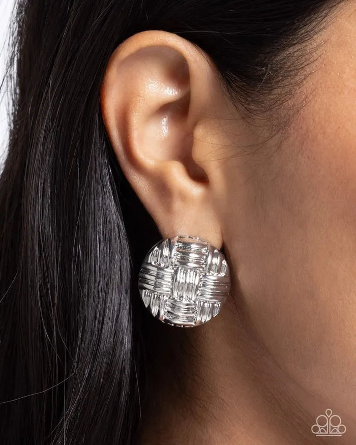 Paparazzi Earring Woven Wisdom Silver Paparazzi Jewelry Earrings
