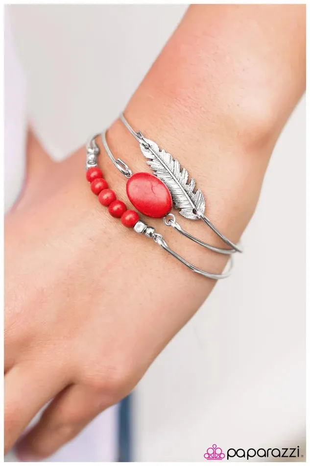 Paparazzi Jewelry Bracelets Paparazzi Bracelet Catch A Tail Wind Red