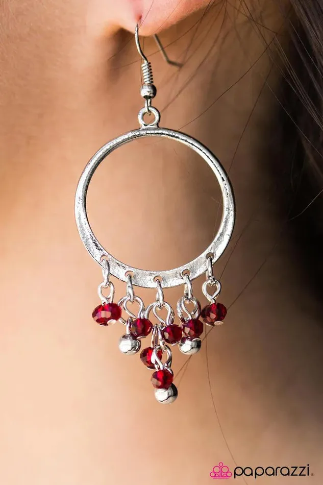 Paparazzi Jewelry Earrings Paparazzi Earring Crystal Chandeliers Red
