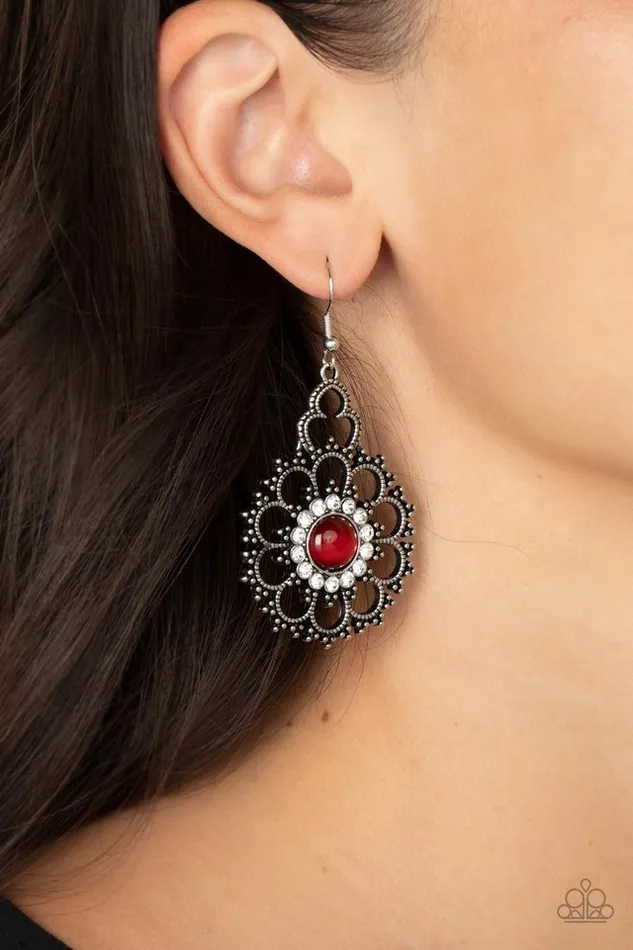 Paparazzi Jewelry Earrings Paparazzi Earring Floral Renaissance Red
