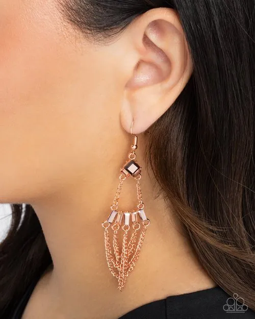 Paparazzi Jewelry Earrings Paparazzi Earring Fringe Fantasy Copper