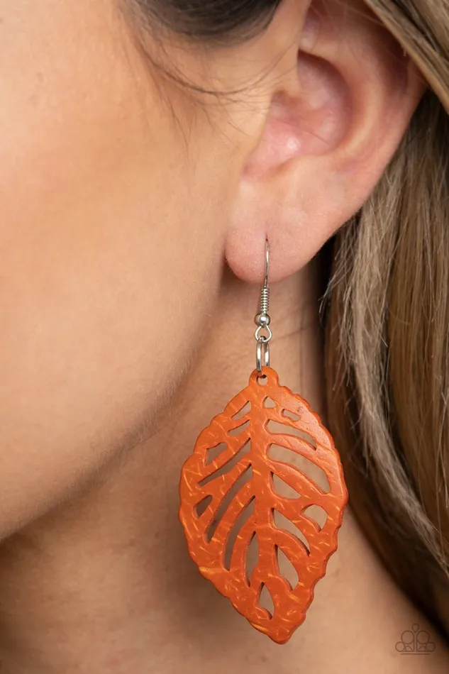 Paparazzi Jewelry Earrings Paparazzi Earring LEAF Em Hanging Orange
