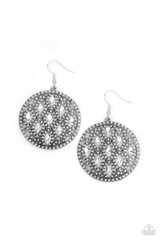 Paparazzi Jewelry Earrings Paparazzi Earring Medallion Stallion White Paparazzi Jewelry Earrings Paparazzi Earring Medallion Stallion White