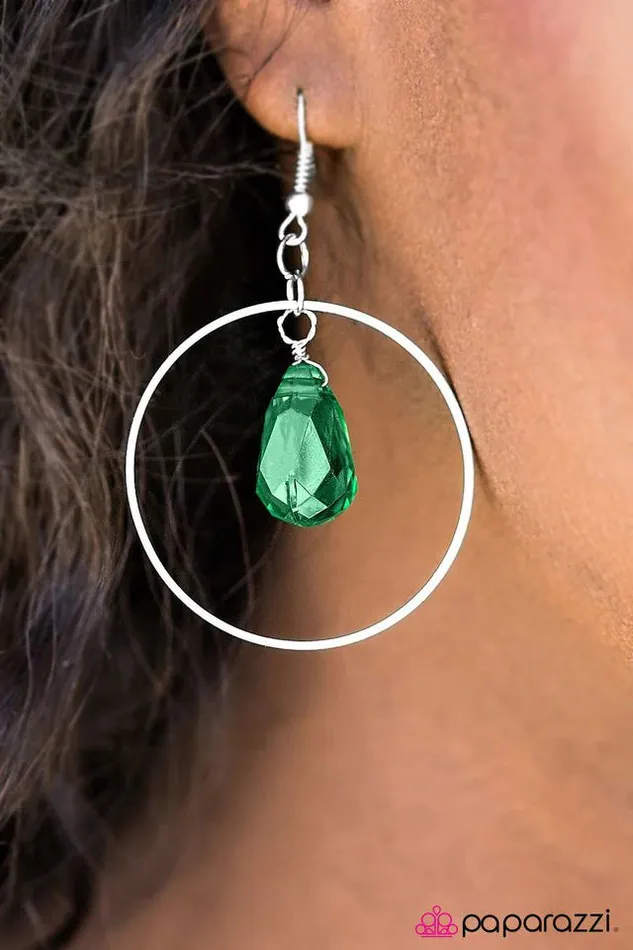 Paparazzi Jewelry Earrings Paparazzi Earring Rain Dance Green