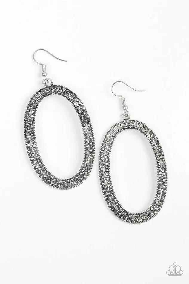 Paparazzi Jewelry Earrings Paparazzi Earring Rhinestone Rebel Silver