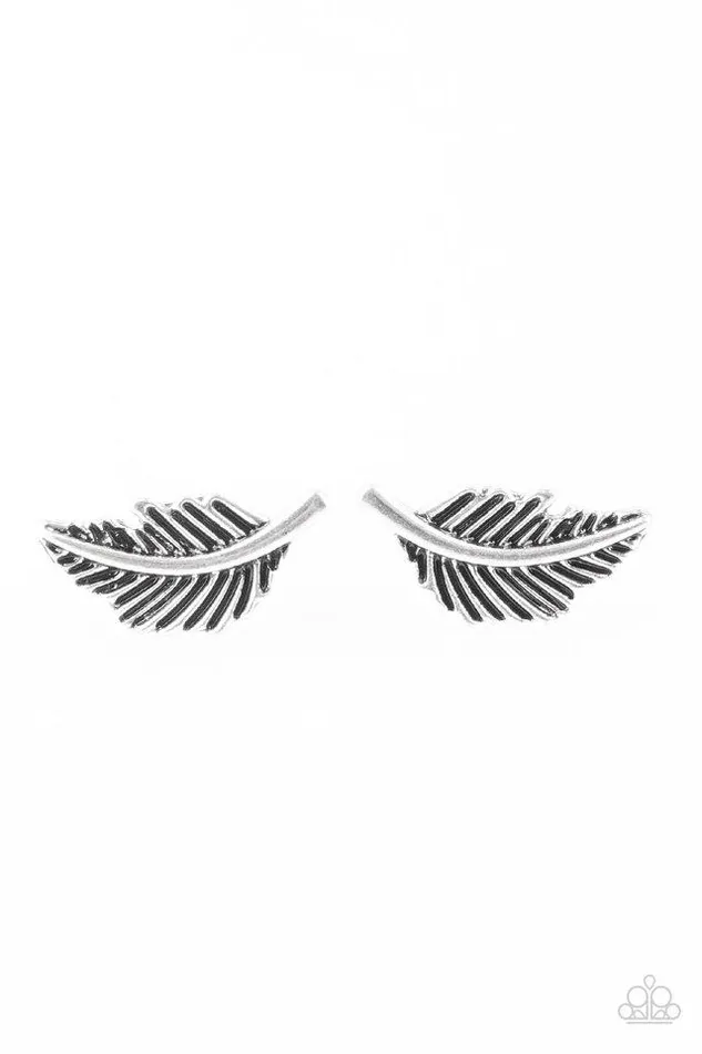 Paparazzi Jewelry Earrings Paparazzi Earrings Flying Feathers Silver