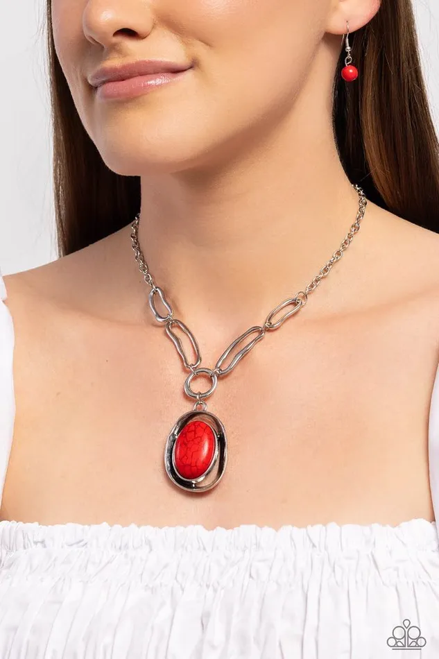Paparazzi Jewelry Necklaces Paparazzi Necklace Sandstone Stroll Red
