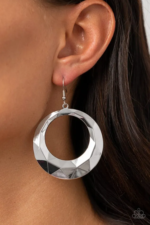 Paparazzi Jewelry Paparazzi Earring Fiercely Faceted Silver Earrings