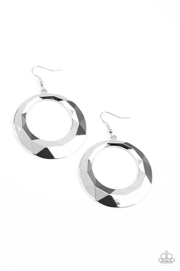 Paparazzi Jewelry Paparazzi Earring Fiercely Faceted Silver Earrings Paparazzi Jewelry Paparazzi Earring Fiercely Faceted Silver Earrings