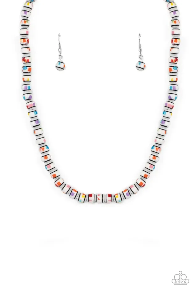 Paparazzi Necklace Gobstopper Glamour White Paparazzi Jewelry Necklaces