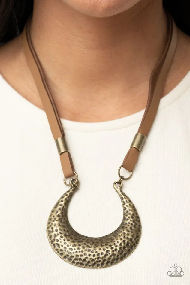 Paparazzi Necklace Majorly Moonstruck Brass Paparazzi Jewelry Necklaces