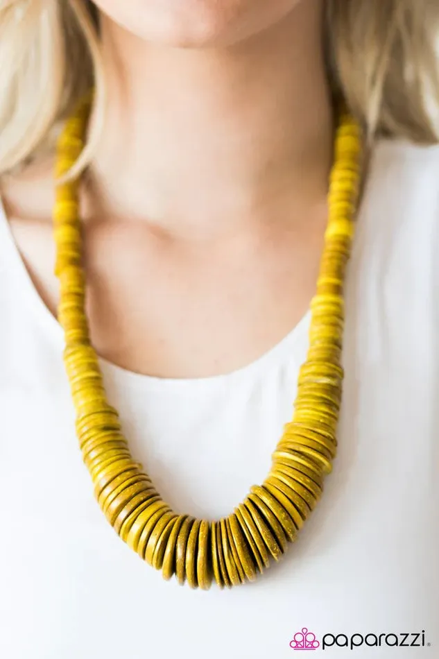 Paparazzi Necklace SHORE Thing Yellow Paparazzi Jewelry Necklaces